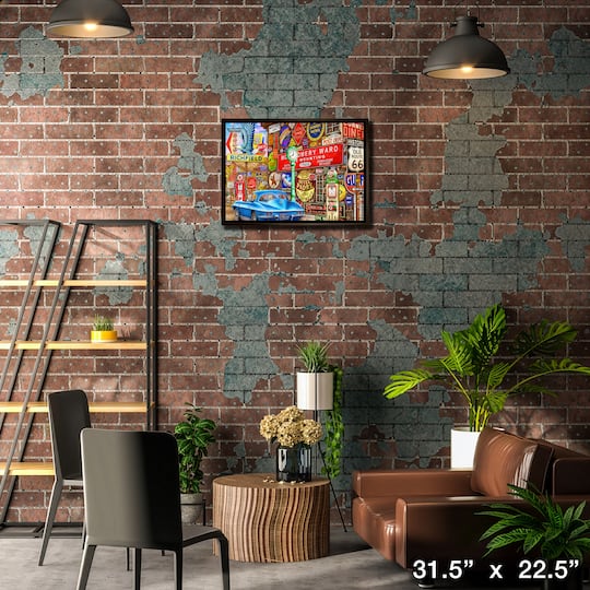 Along Route 66 20" x 29" Framed Canvas By Michel Fishel 31.5" x 22.5"